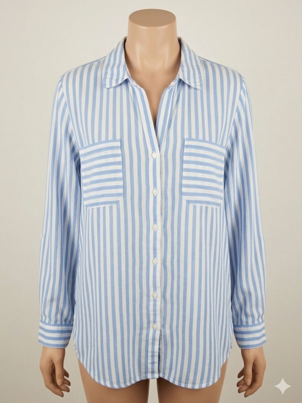 Workshop Republic Clothing White and Light Blue Striped Top 3X